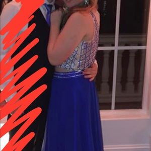 Jewel/Gem Illusion Neck Two Piece Prom Dress Dave & Johnny *Boutique*